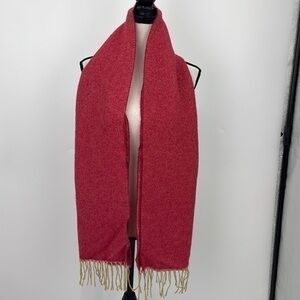 UEC Sisley red/tan tweed oversized vintage scarf acrylic/ polyester blend